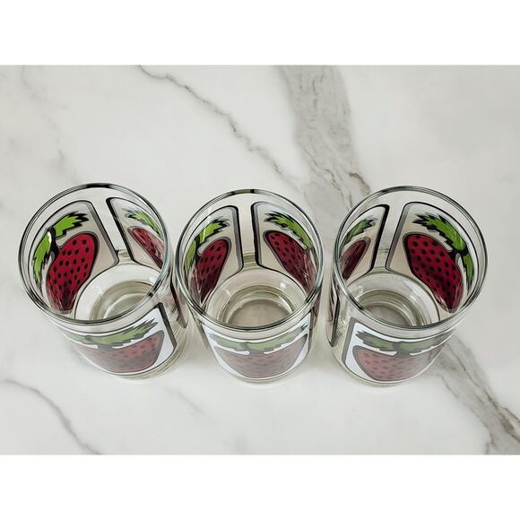 Libbey Strawberry Pedestal Tumbler Glass 16oz Retro 80's 6 1/2" x3 Vintage - Picture 9 of 13